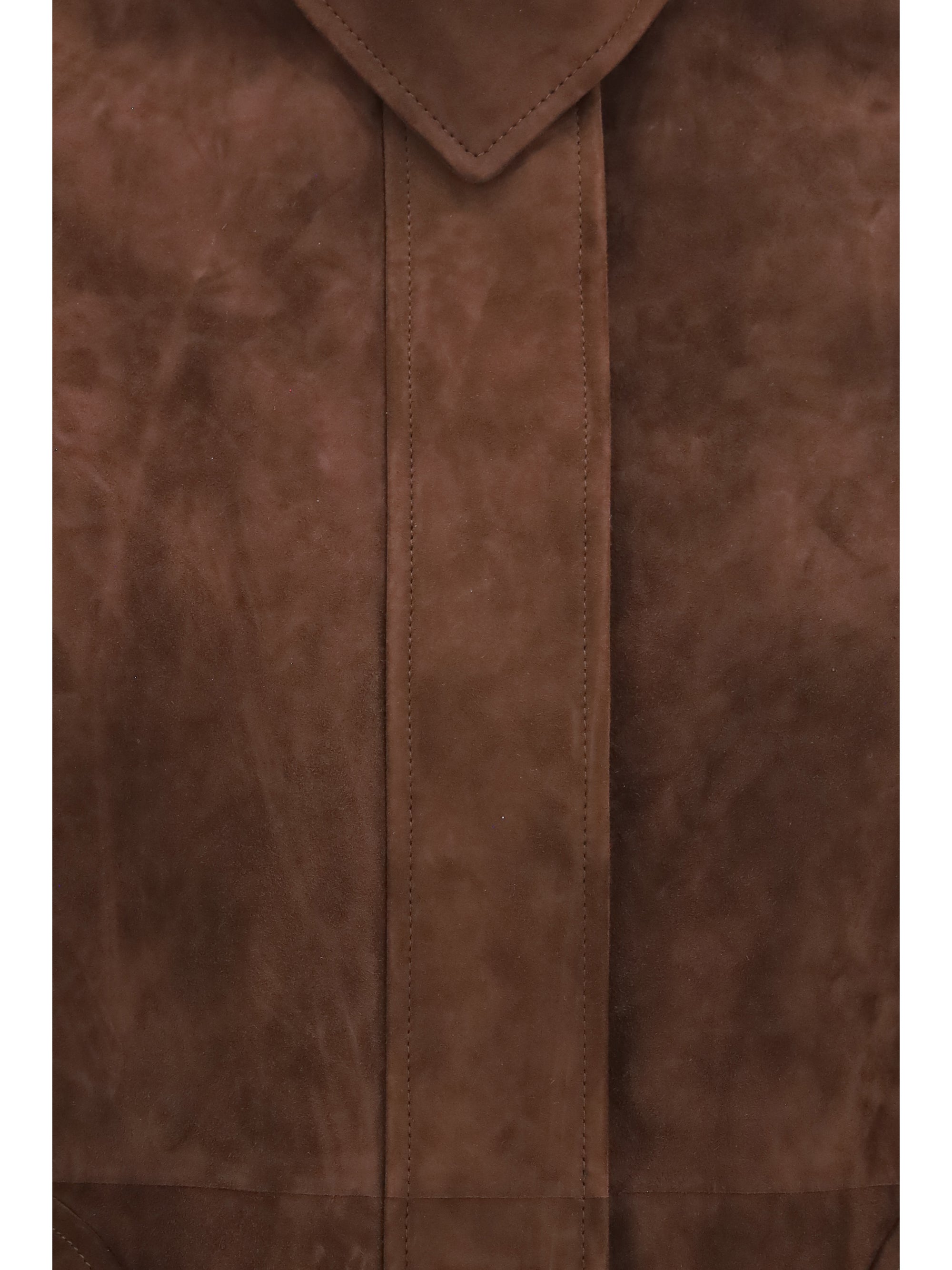 Suede Goatskin Peplum Jacket — Brown