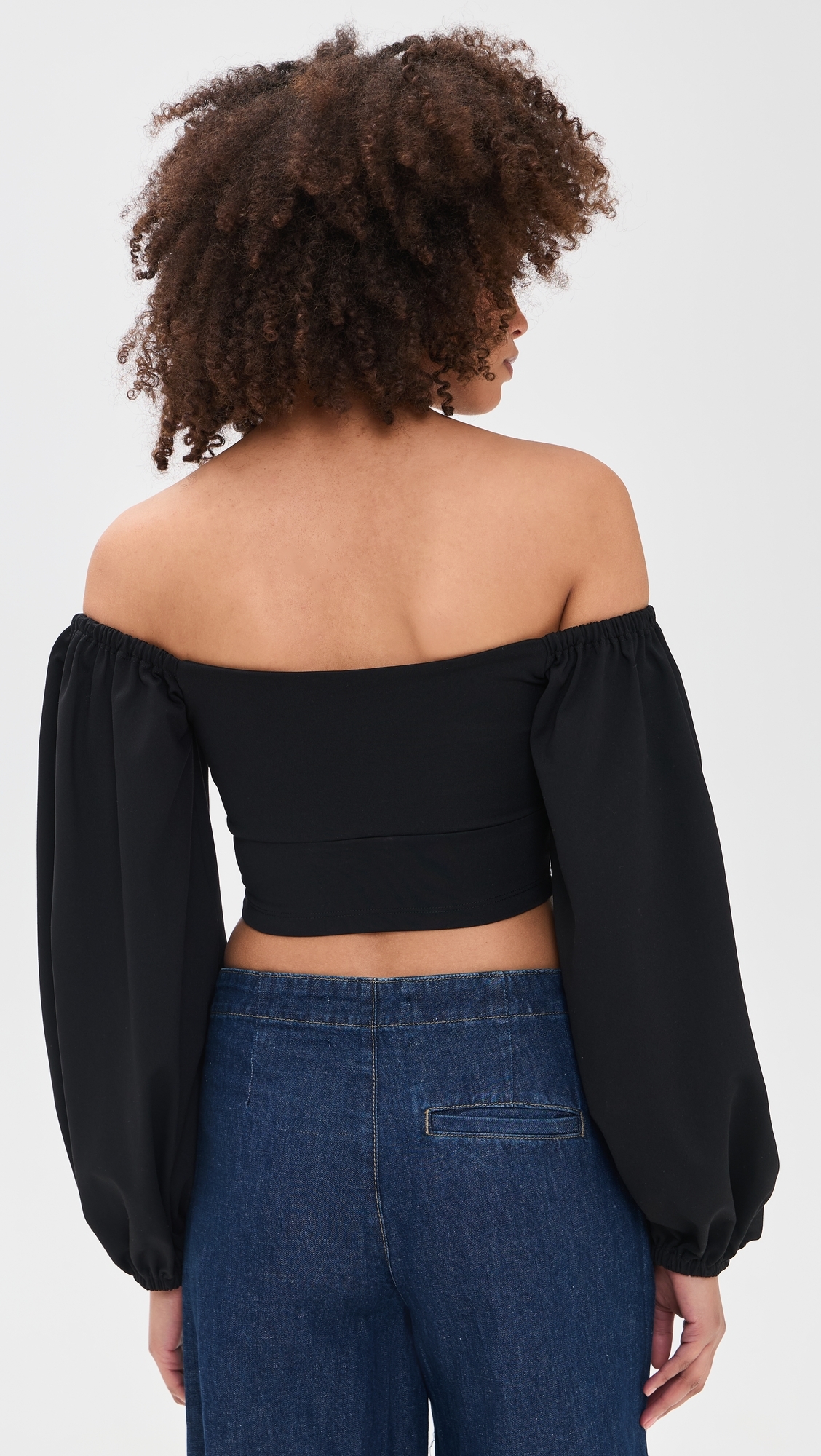 Off Shoulder Puff Top Black
