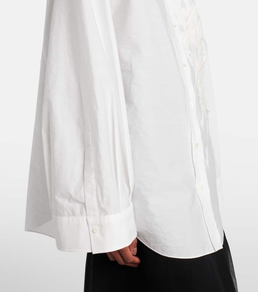 Embroidered cotton-blend poplin shirt