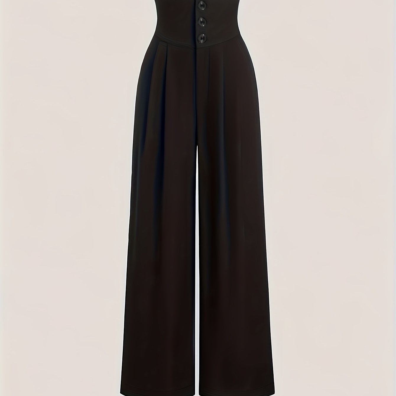 TEMU Women's High-waisted Wide-leg Pants - Elegant Trousers With Button Closure, Fit For Formal & Everyday Outfits - Elegant Office, Party, Casua