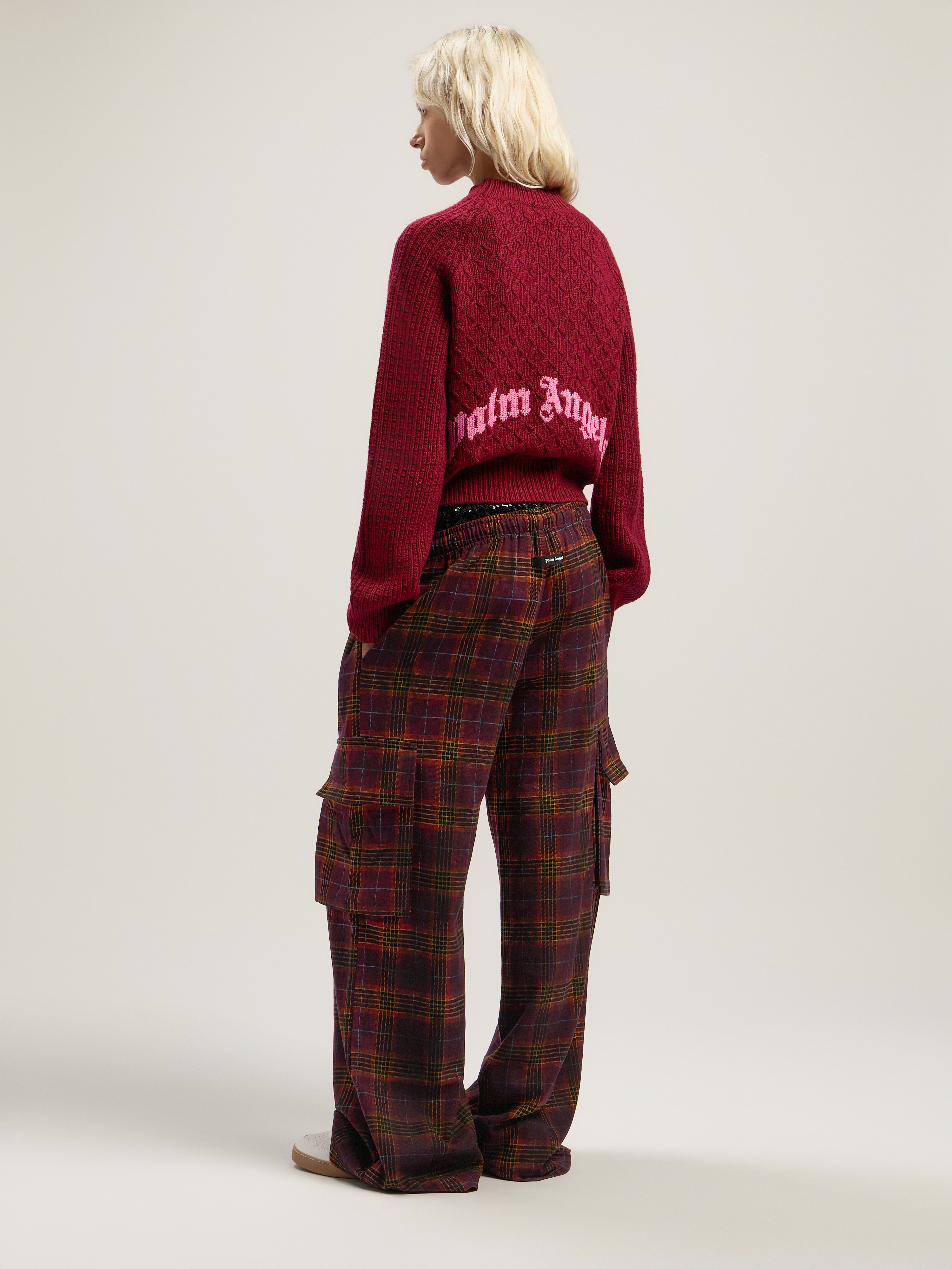 Curved Logo Ribbed Sweater Woman  Burgundy