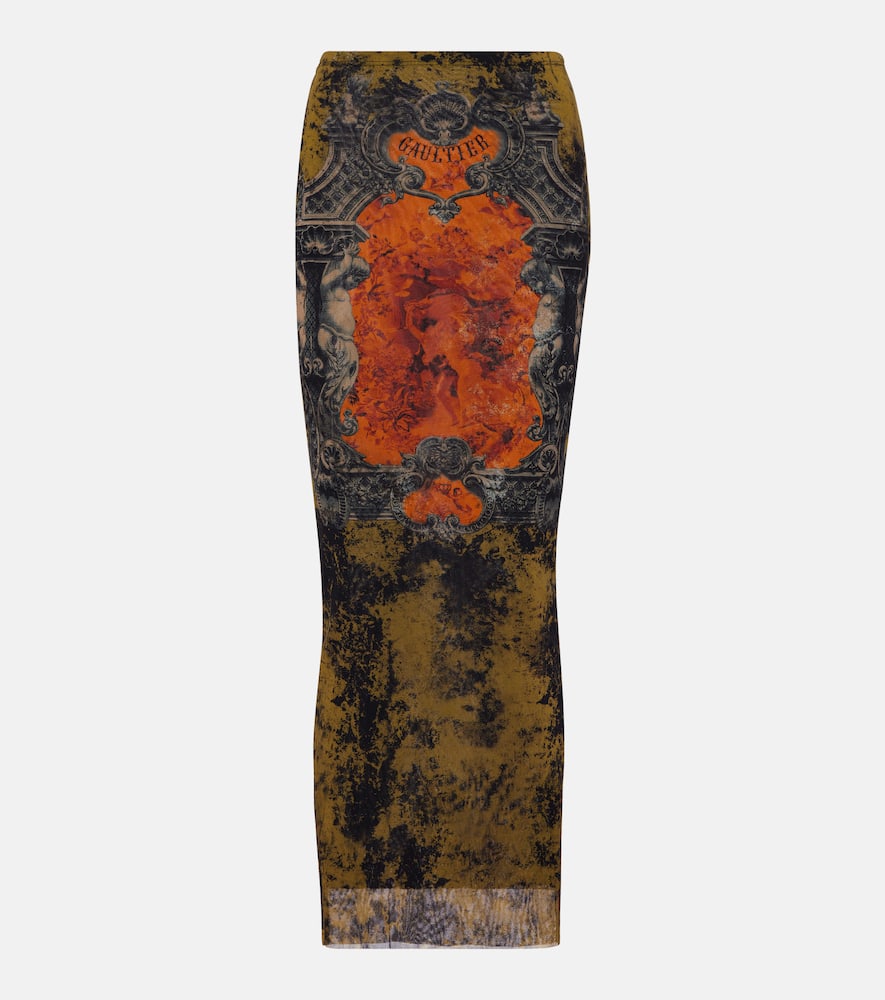 Médaillon printed mesh slim pants