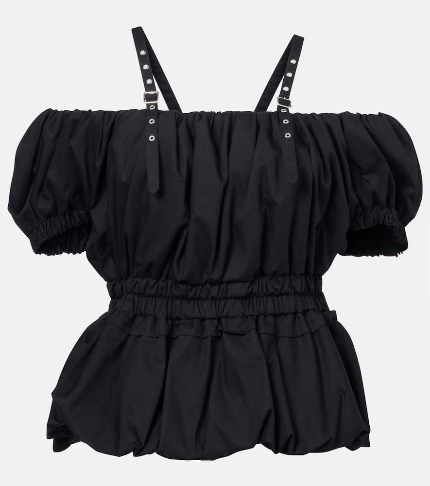 Peplum cotton poplin top