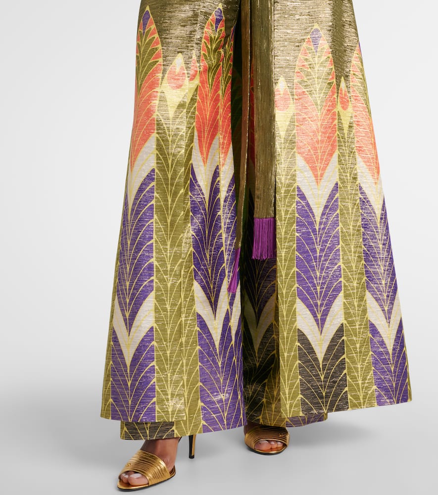 Printed silk-blend wide-leg pants