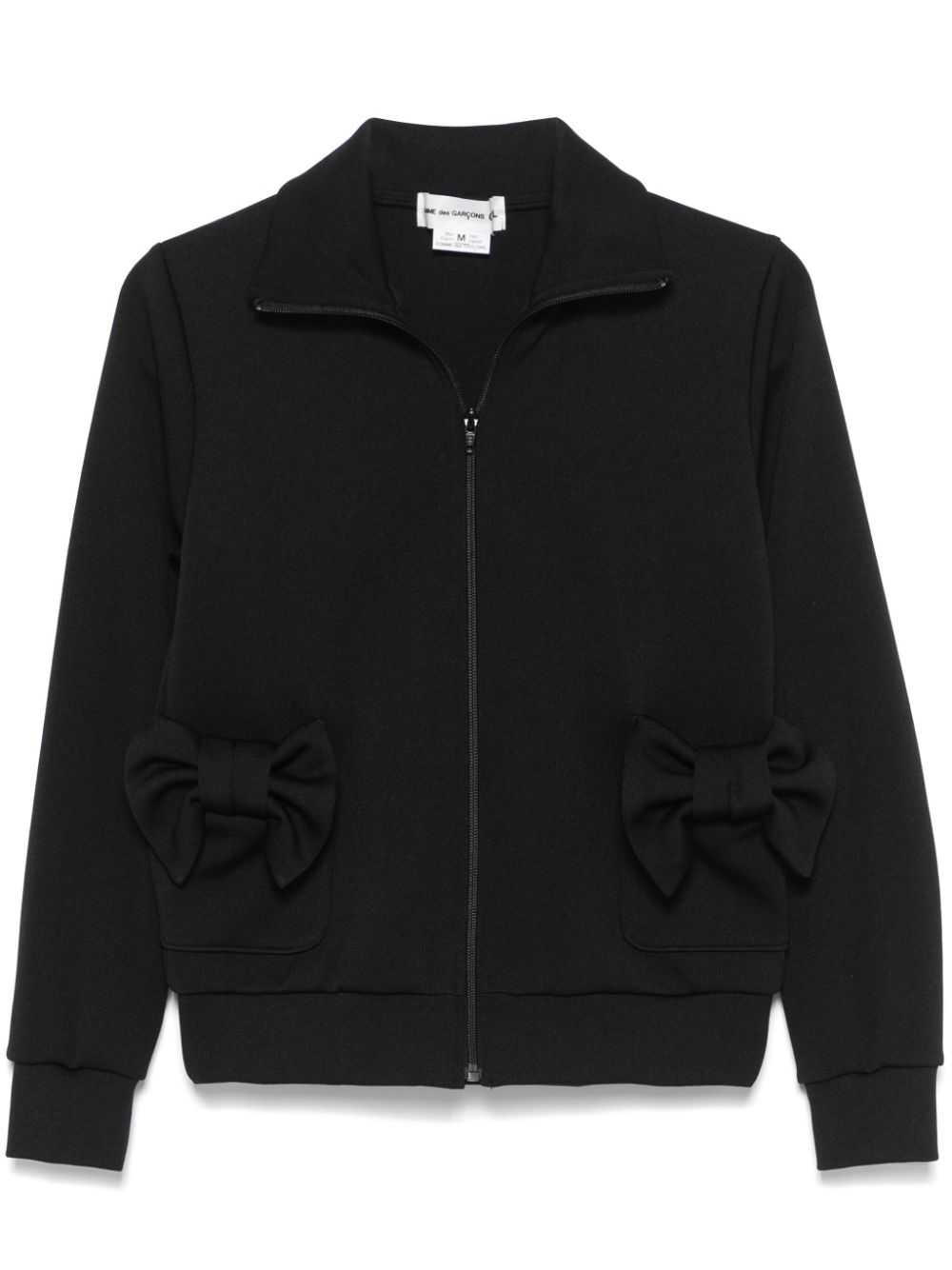 Bow-detail zip-up top - Black