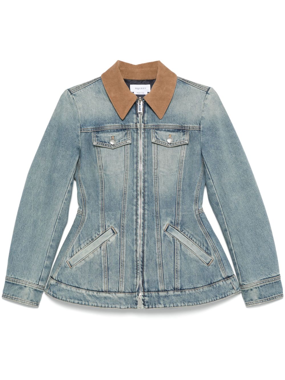 Peplum denim jacket - Blue