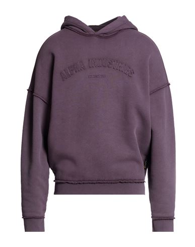 Man Sweatshirt Plum Size L Cotton, Polyester