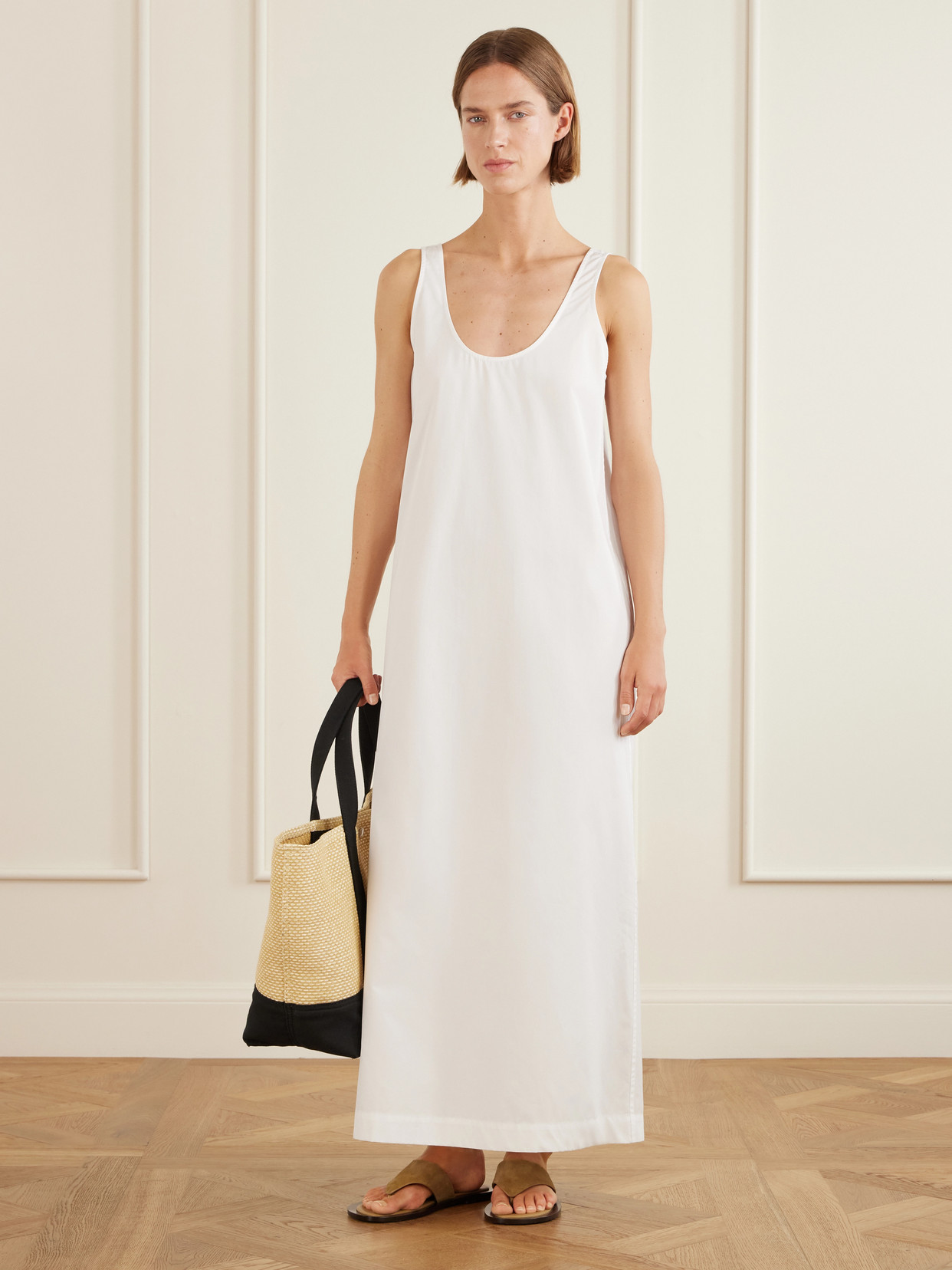 Cotton-poplin Midi Dress - White