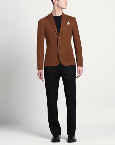 Man Blazer Brown Size 36 Polyester, Elastane