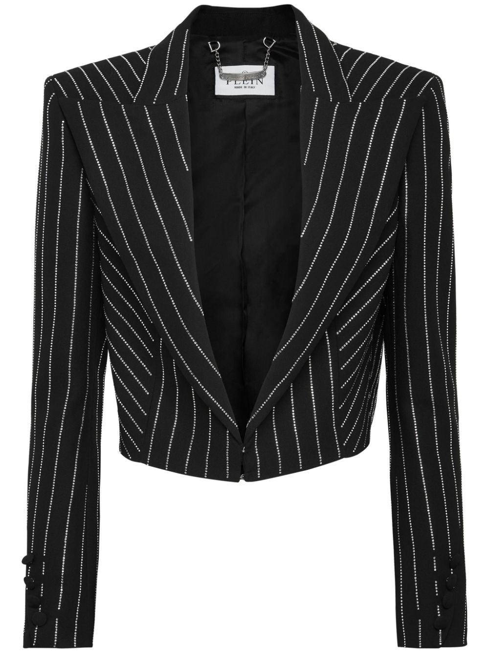 Cady crystal-embellished cropped blazer - Black