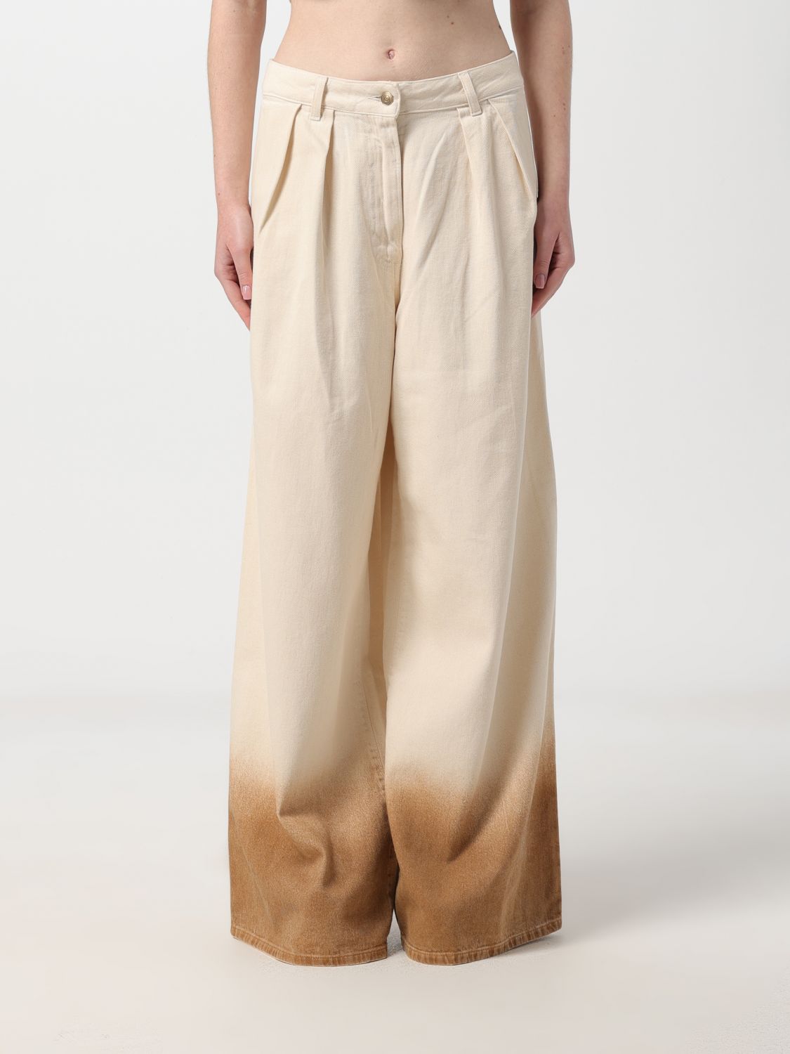 Jeans Woman color Yellow Cream