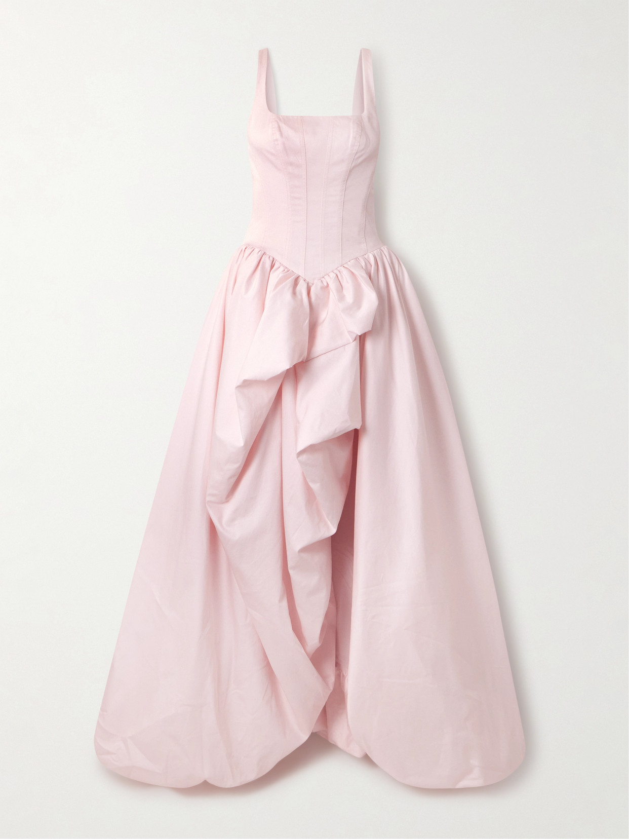 Alani Asymmetric Ruffled Pleated Cotton-twill Gown - Pink