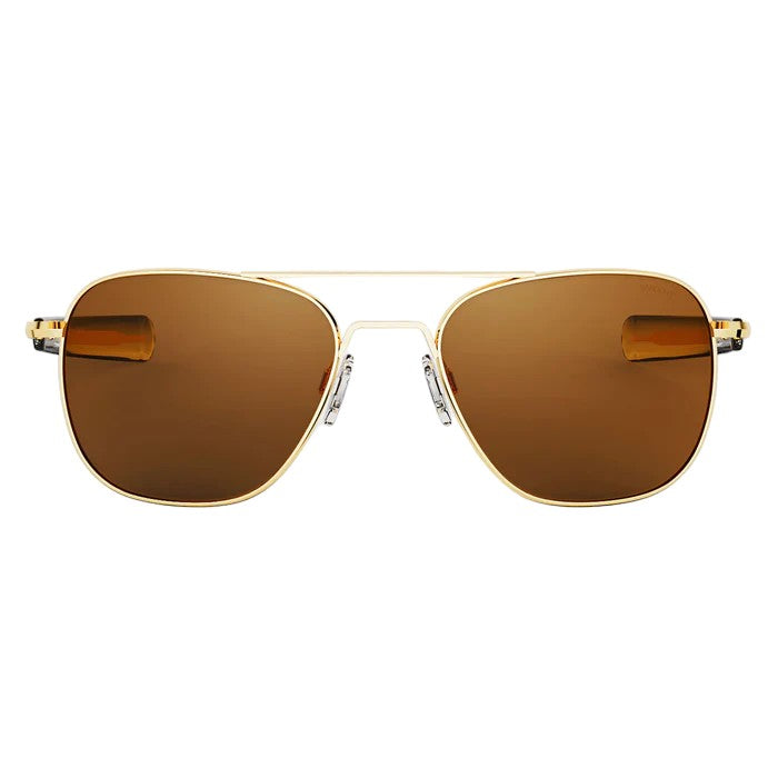 Randolph Engineering Unisex AF236 Gold 23k Outlet sunglasses Metal Gold Brown Squared Norma