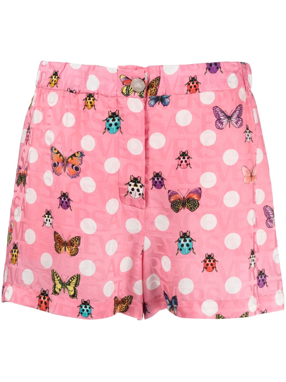 Butterflies-print silk-blend shorts - Pink