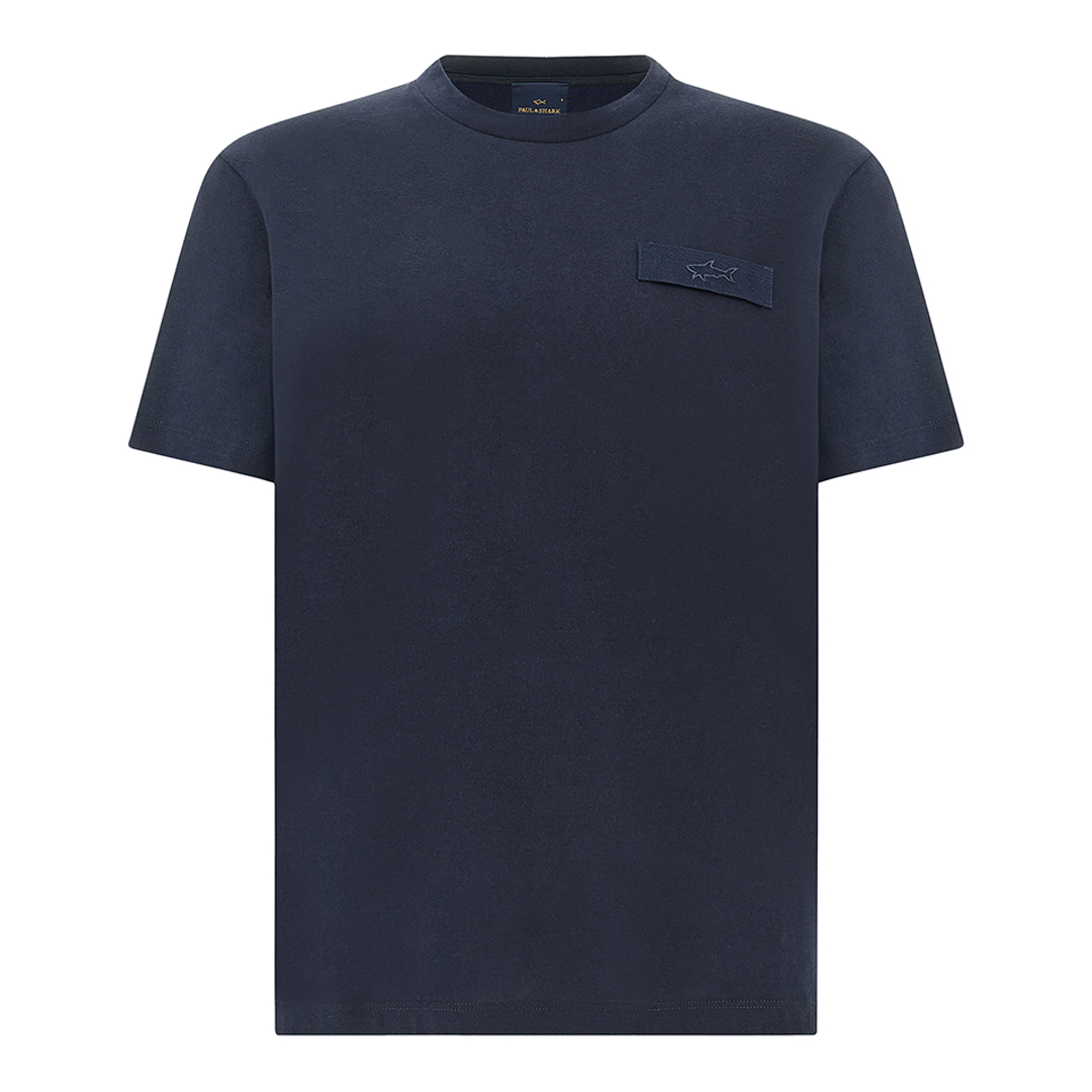 Structured cotton jersey T-shirt, Man, Blue