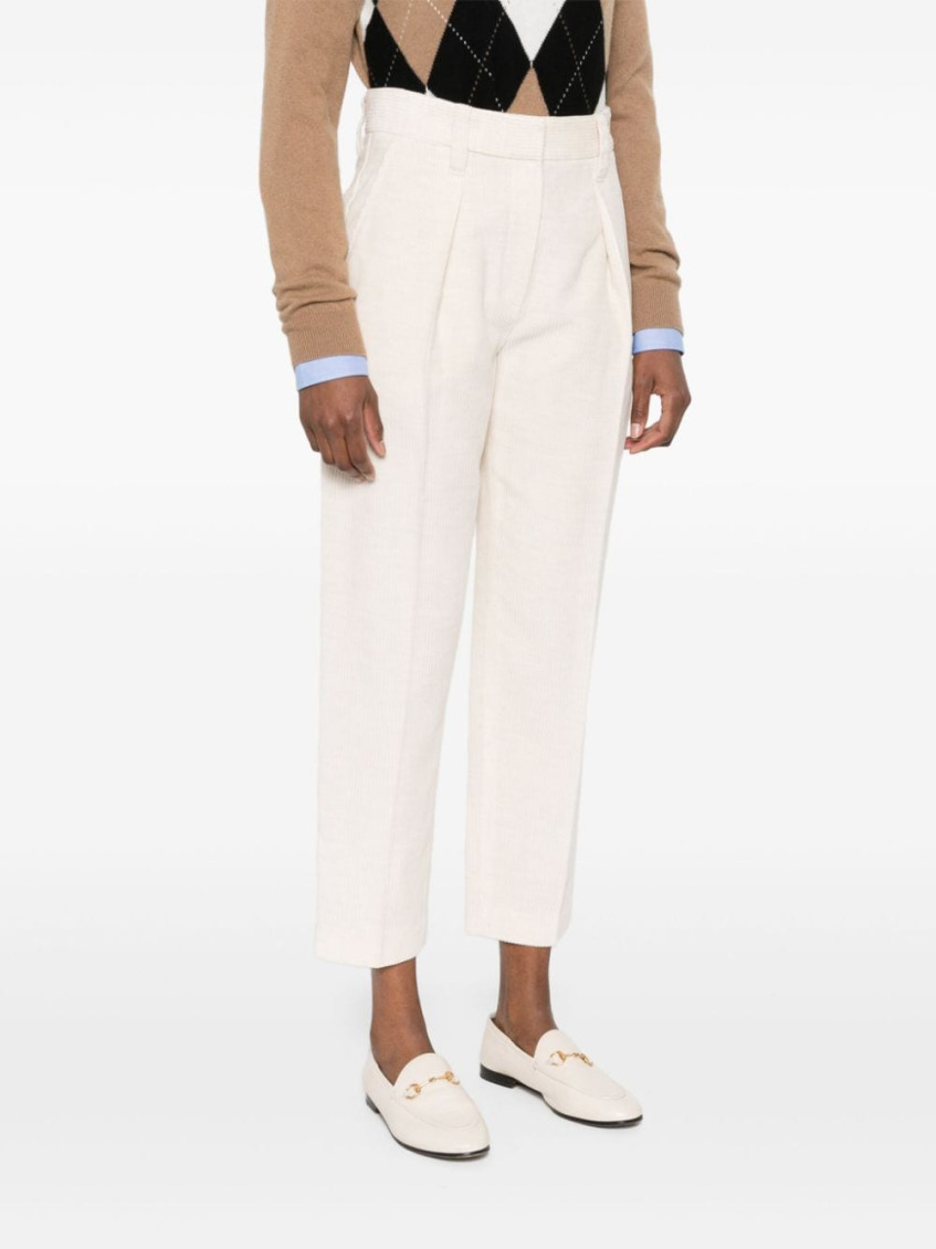 Striped Canvas Trousers In Viscose And Comfort Cotton With Necklace