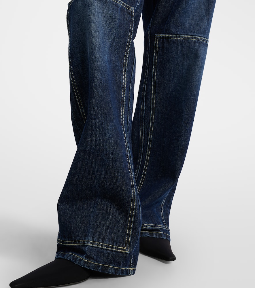Cutout high-rise wide-leg jeans