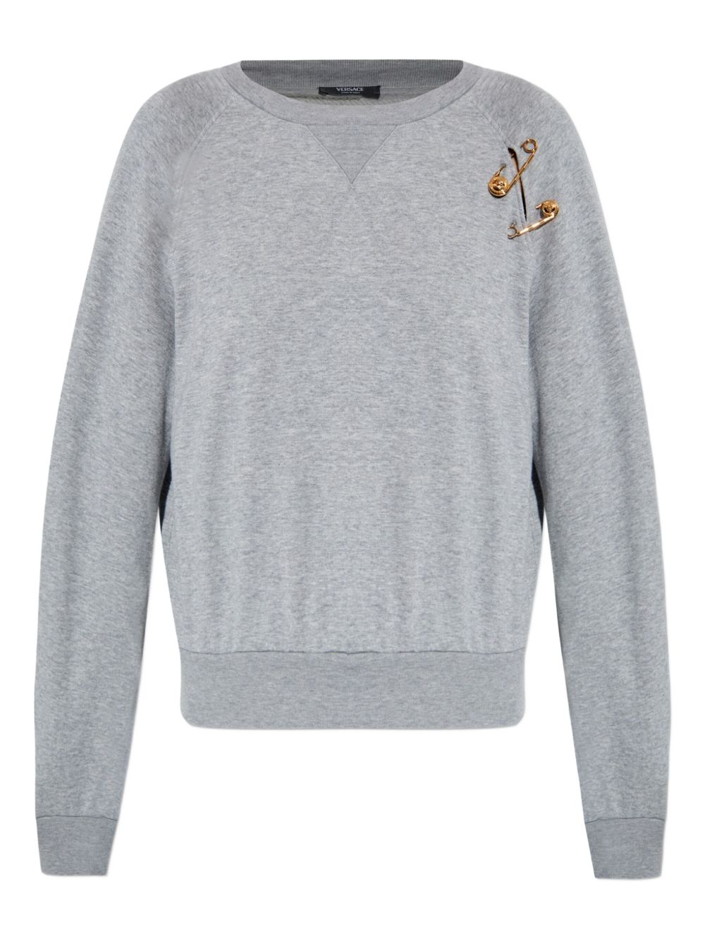 Raglan-sleeve safety-pin sweatshirt - Grey