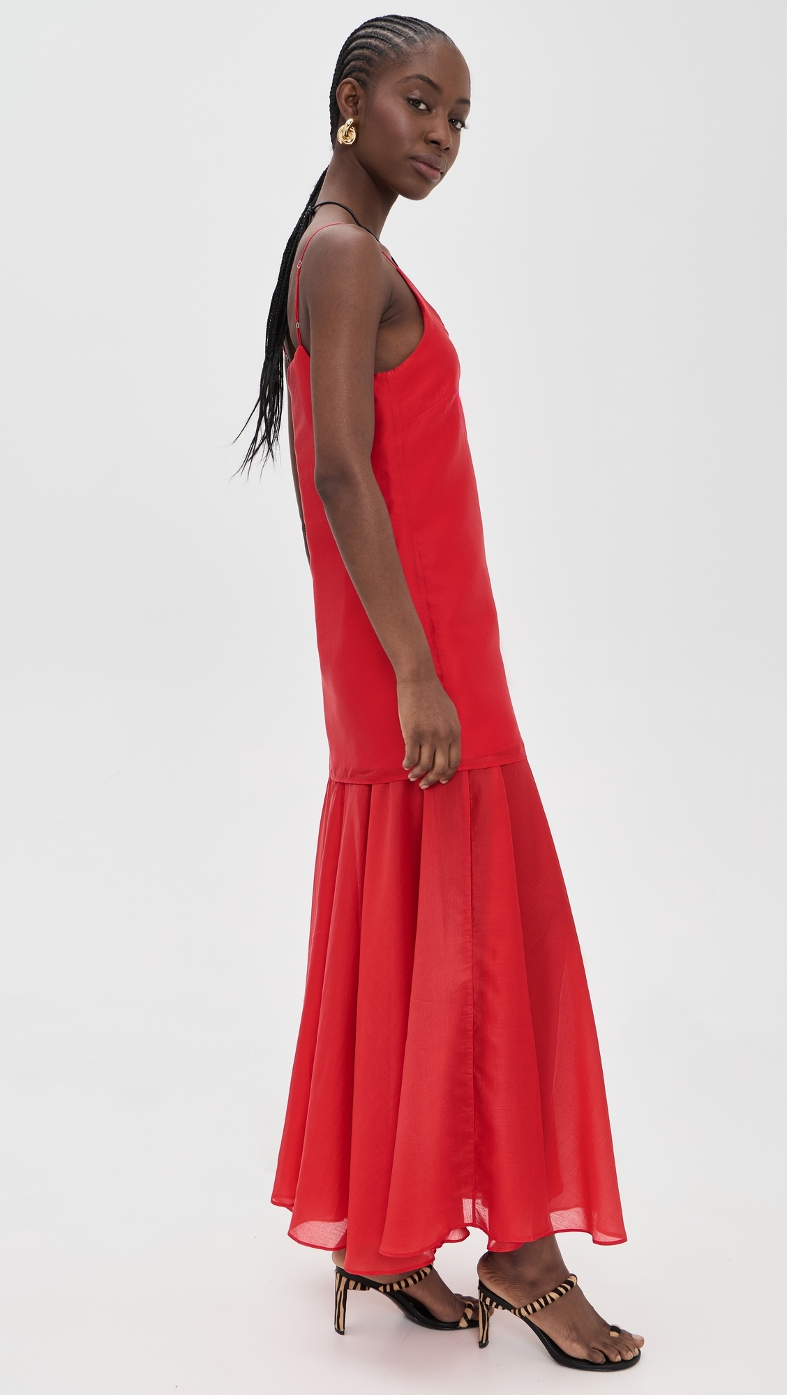Layered Strappy Maxi Dress Red