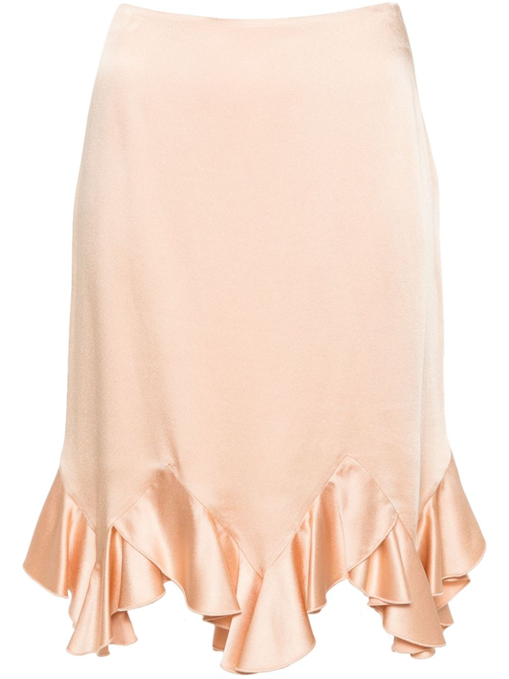 Ruffled satin midi skirt - Black
