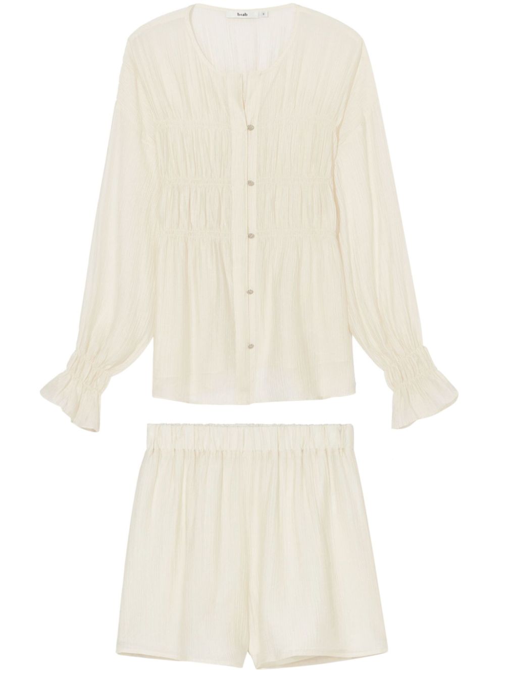 Pleated shirred-effect short set - Pink