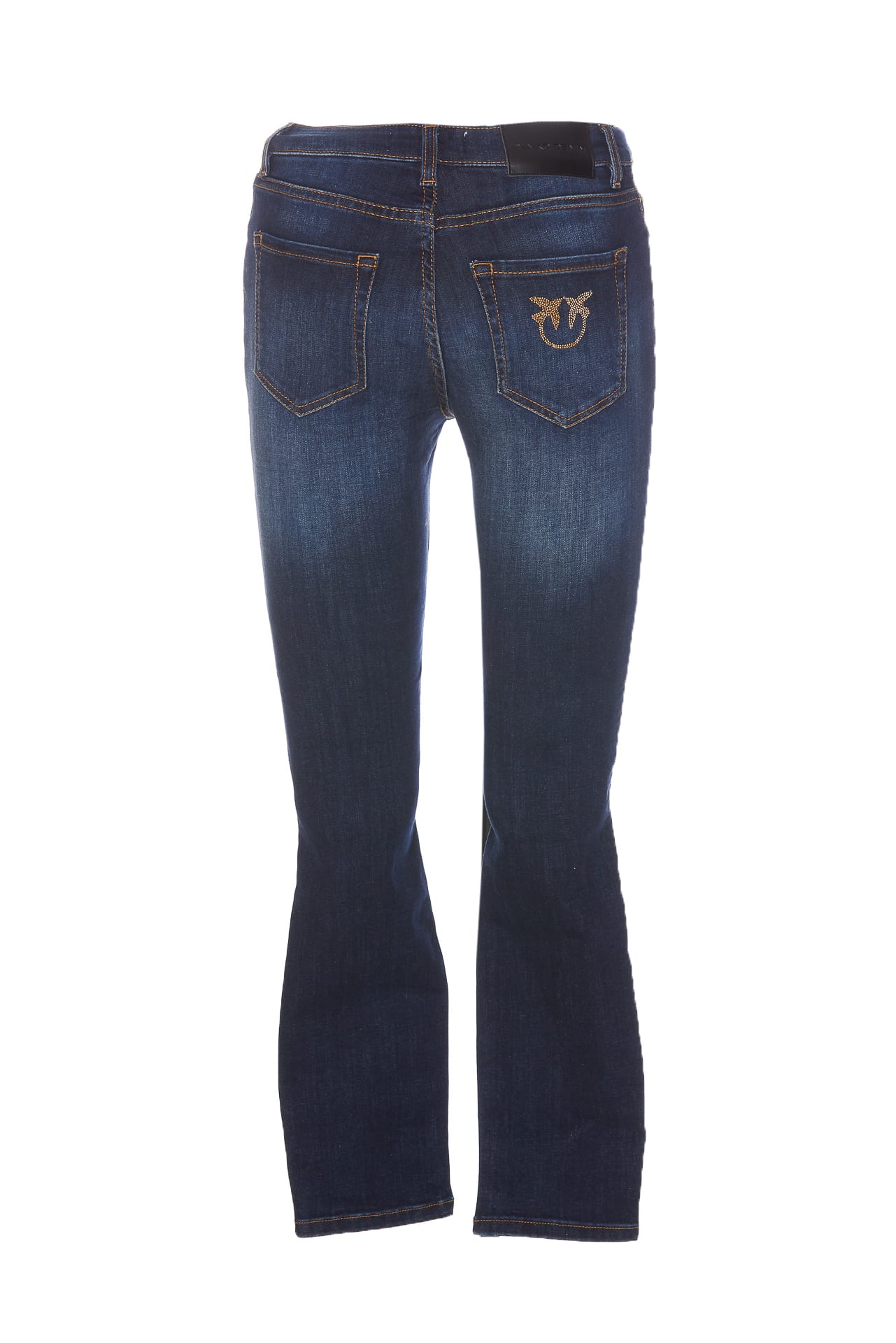 Logo-appliqué cropped skinny jeans - Blue