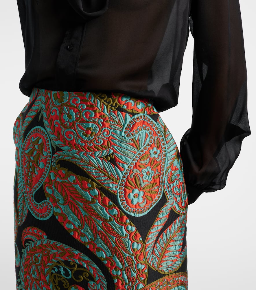 Paisley jacquard midi skirt
