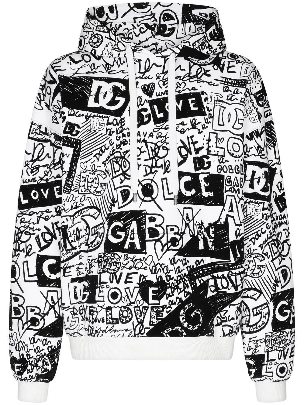 All-over logo-print cotton hoodie - Black