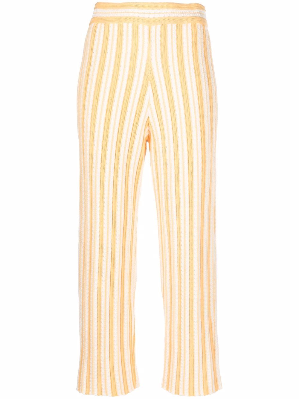 Striped cropped trousers - Yellow