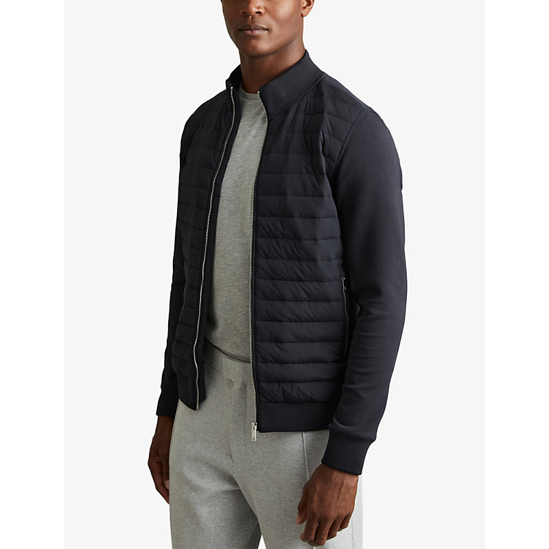 Mens Navy Freddie Hybrid Regular-fit Quilted Cotton Jacket