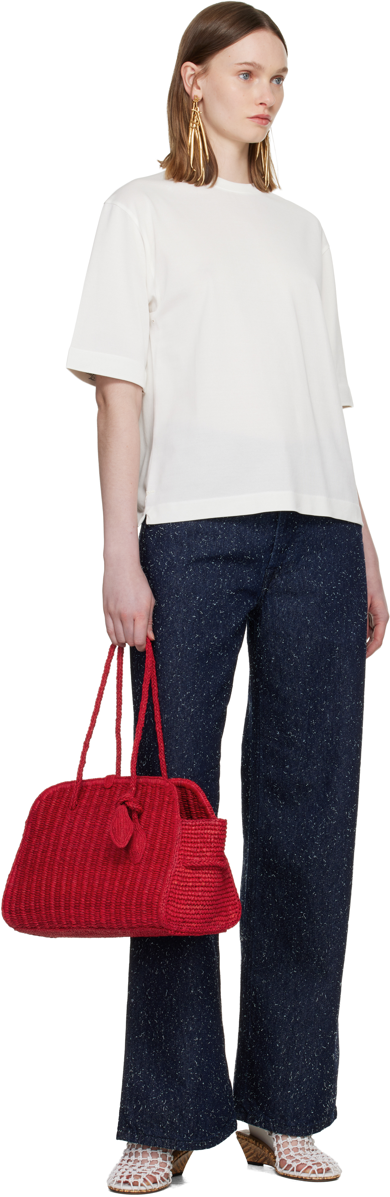 Red 'The raffia Turismo' Bag