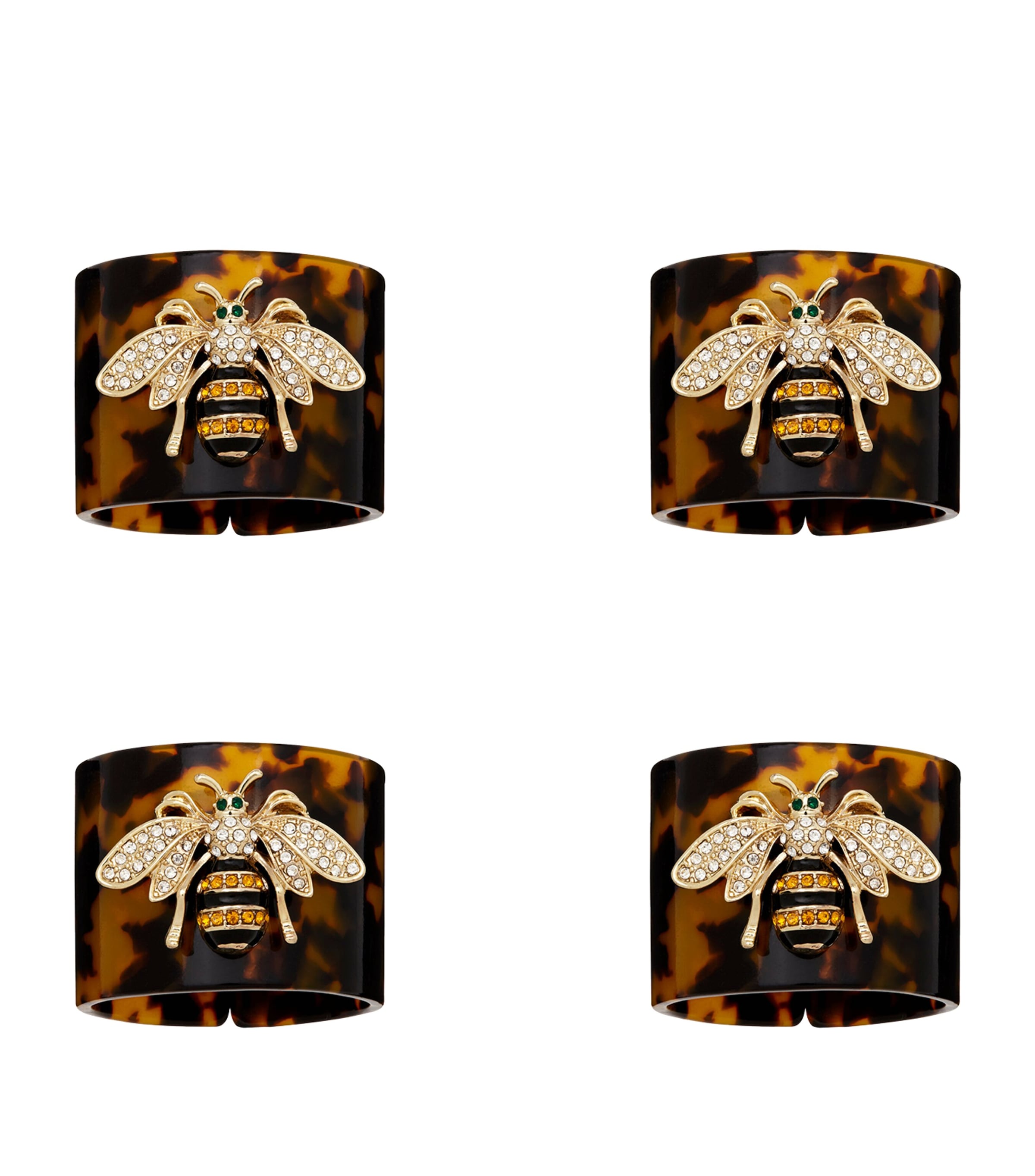 Set of 4 Tortoiseshell Bee Napkin Rings