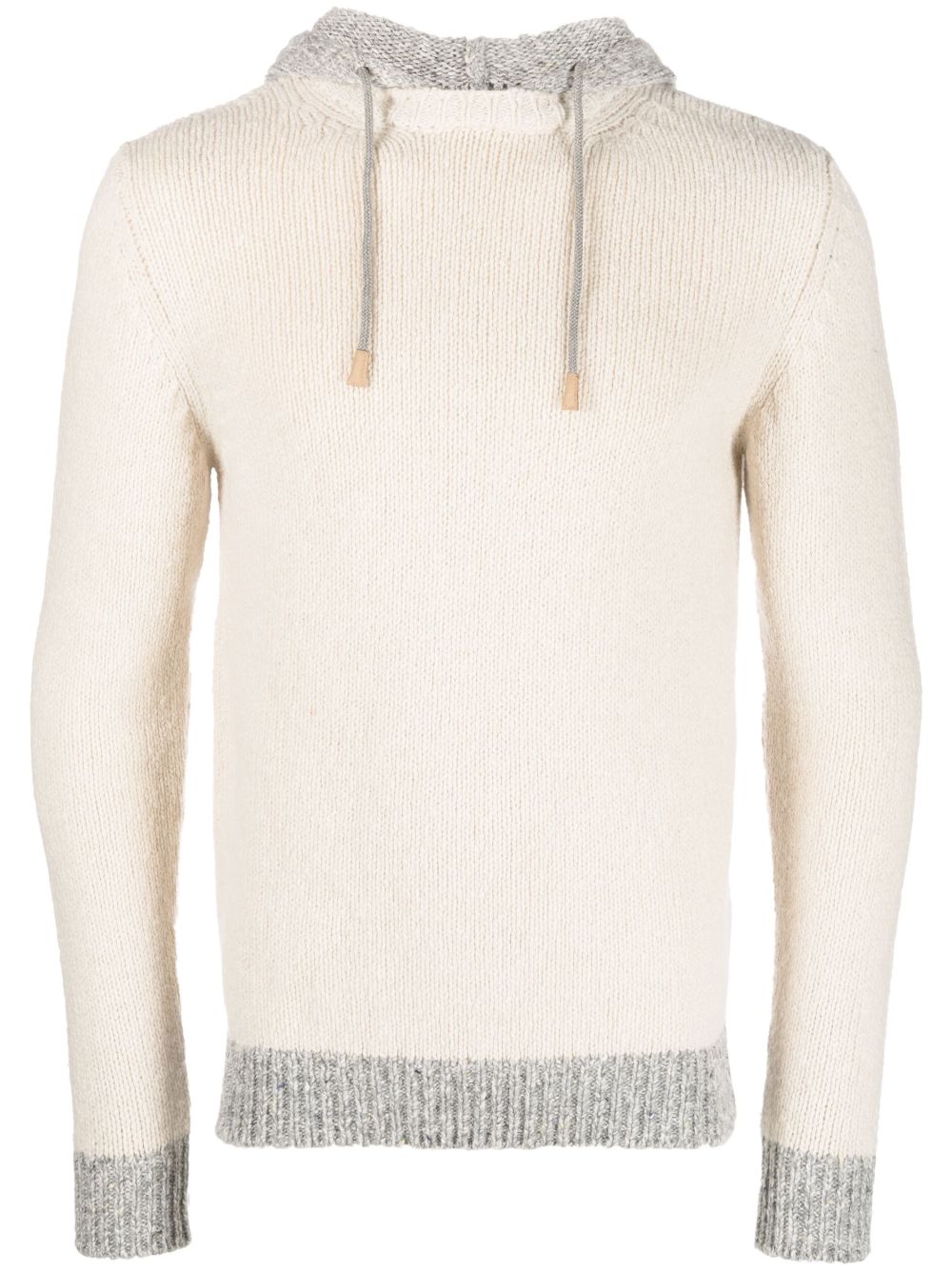Ribbed-knit two-tone hoodie - Neutrals