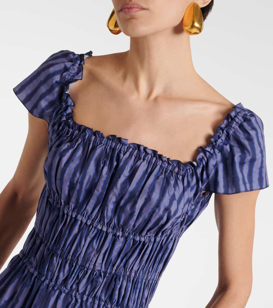 Ruched cotton-blend midi dress