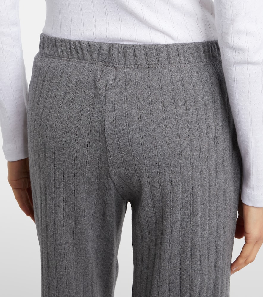 Pointelle cotton wide-leg pants
