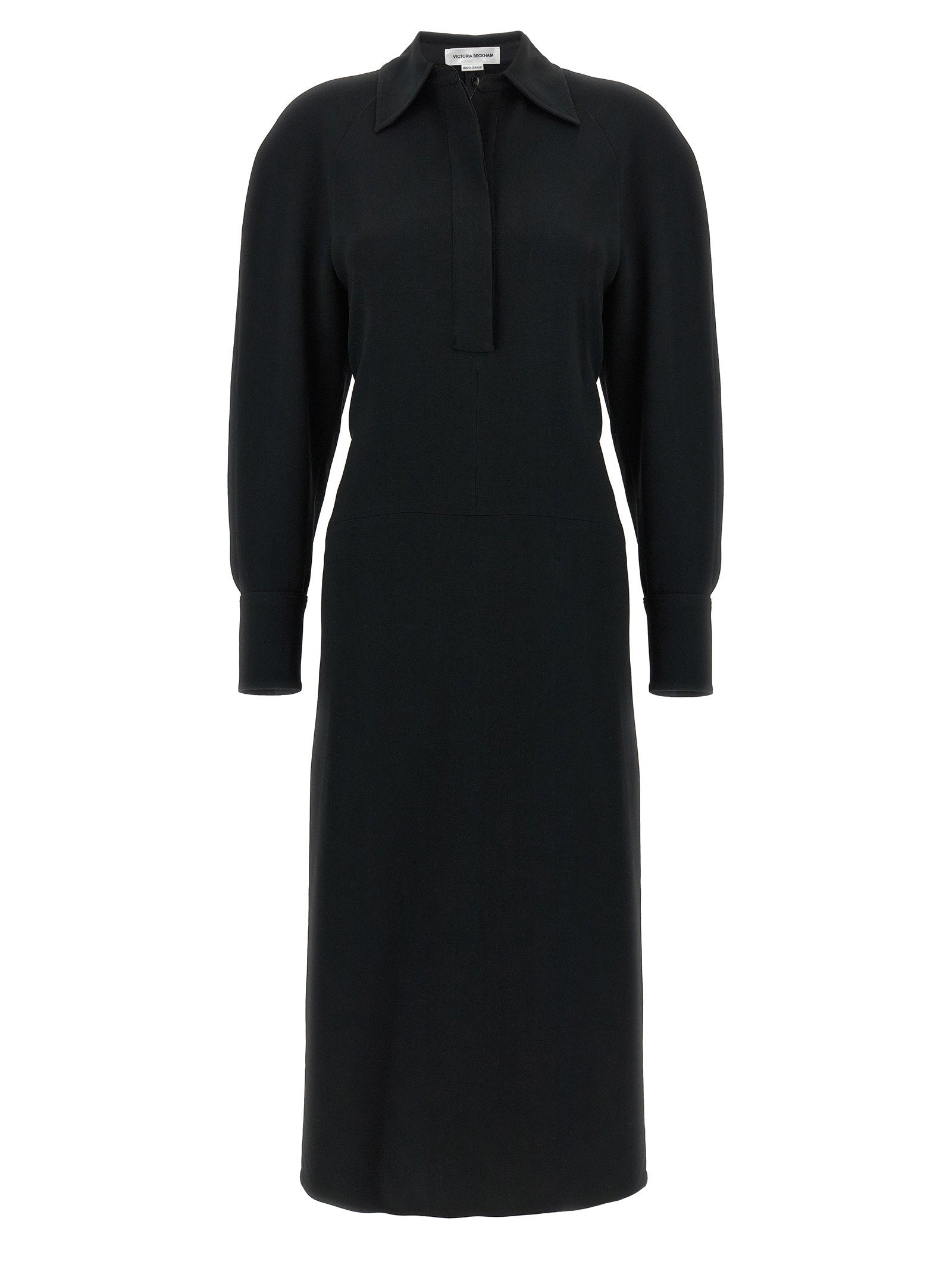 Long Sleeve Polo Collar Midi Dress