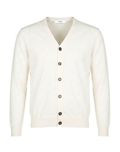 Man Cardigan White Size 40 Cotton