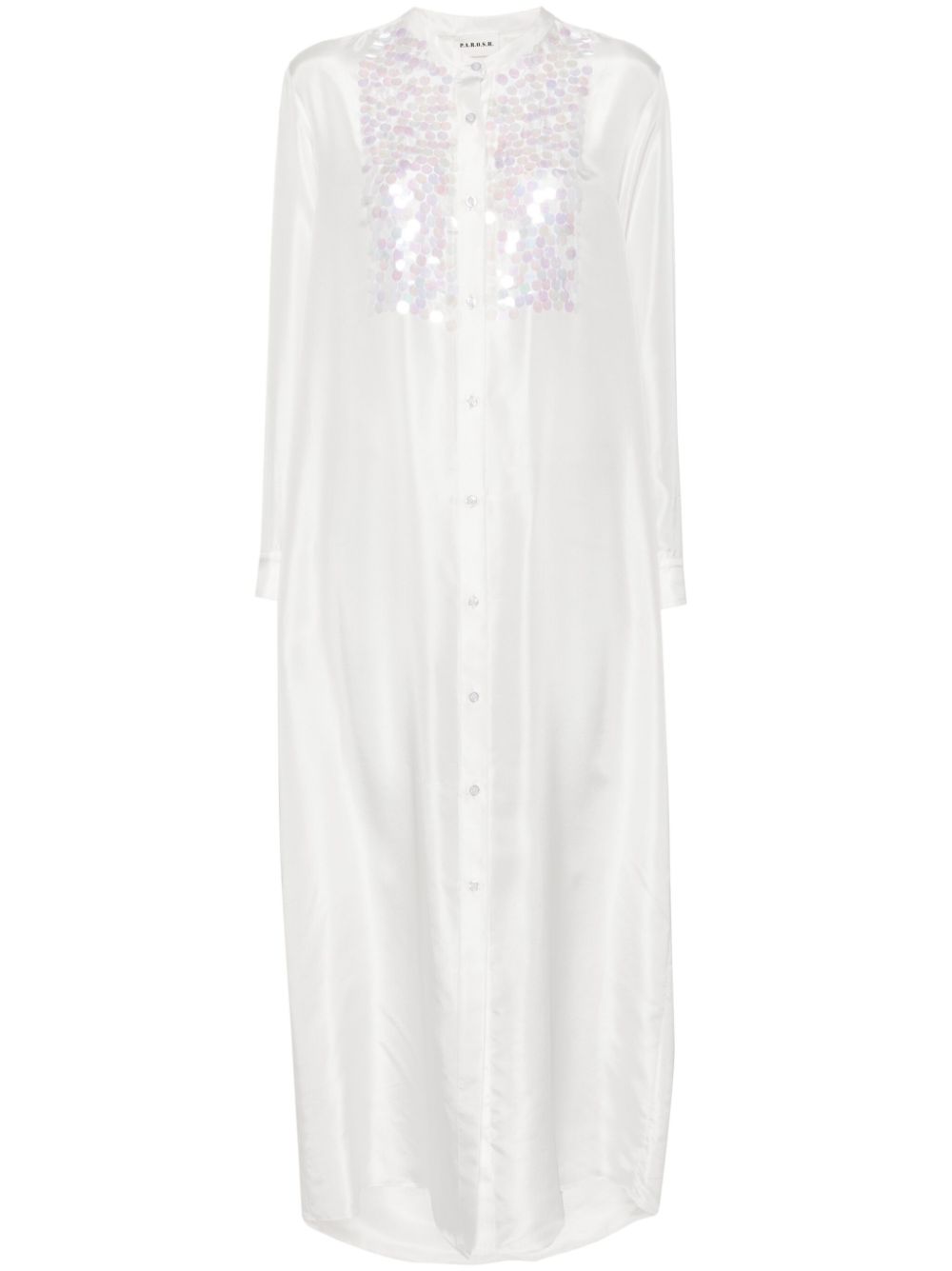 Paillette-embellished shirt dress - White