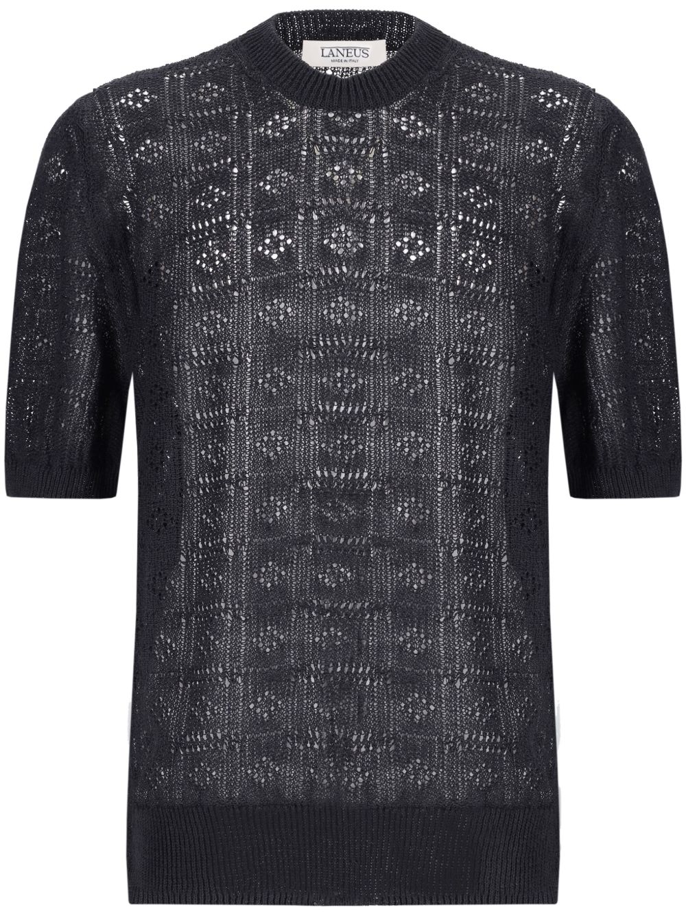 Laneus pointelle-knit T-shirt - Black