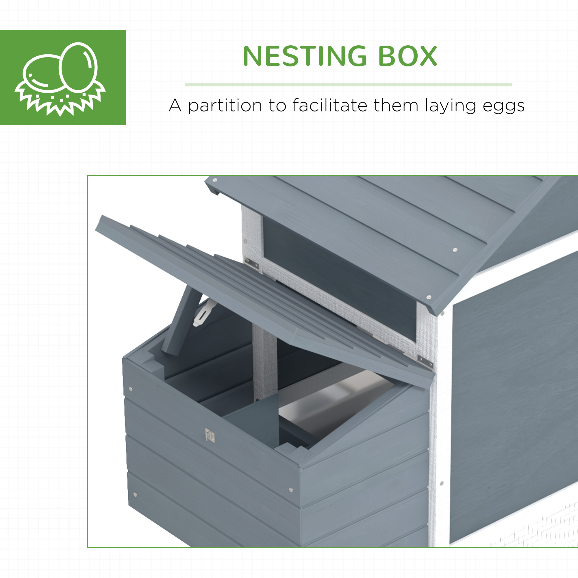 PawHut Wooden Chicken Coop 59 Hen House Poultry Cage 2 Doors Nesting Box White Aosom.co