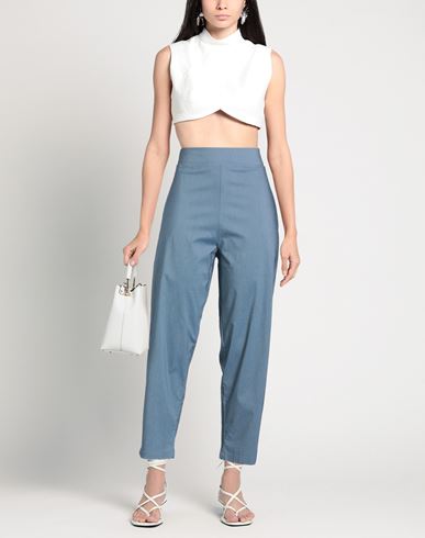 Woman Pants Blue Size L Viscose, Polyamide, Elastane