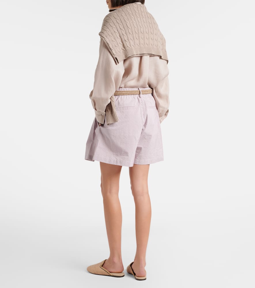 Striped cotton-blend Bermuda shorts