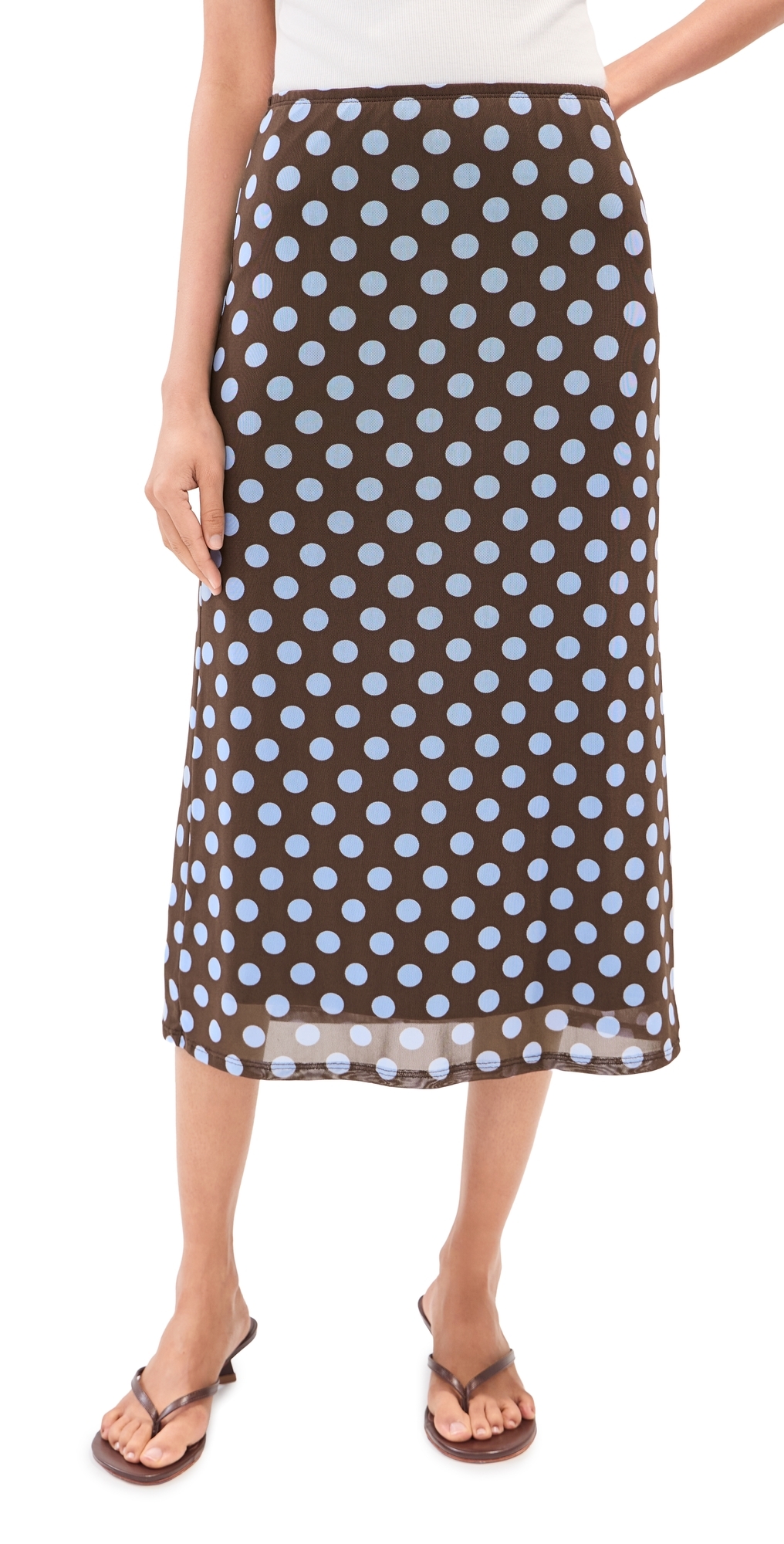 Emma Skirt Brown/Blue Polka Dot