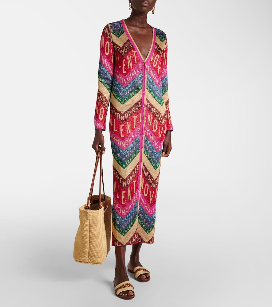 Logo knitted jacquard midi dress
