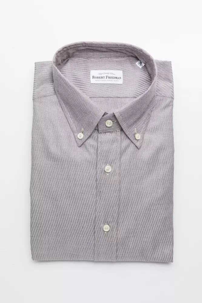 Robert Friedman Beige Cotton Men Men's Shirt
