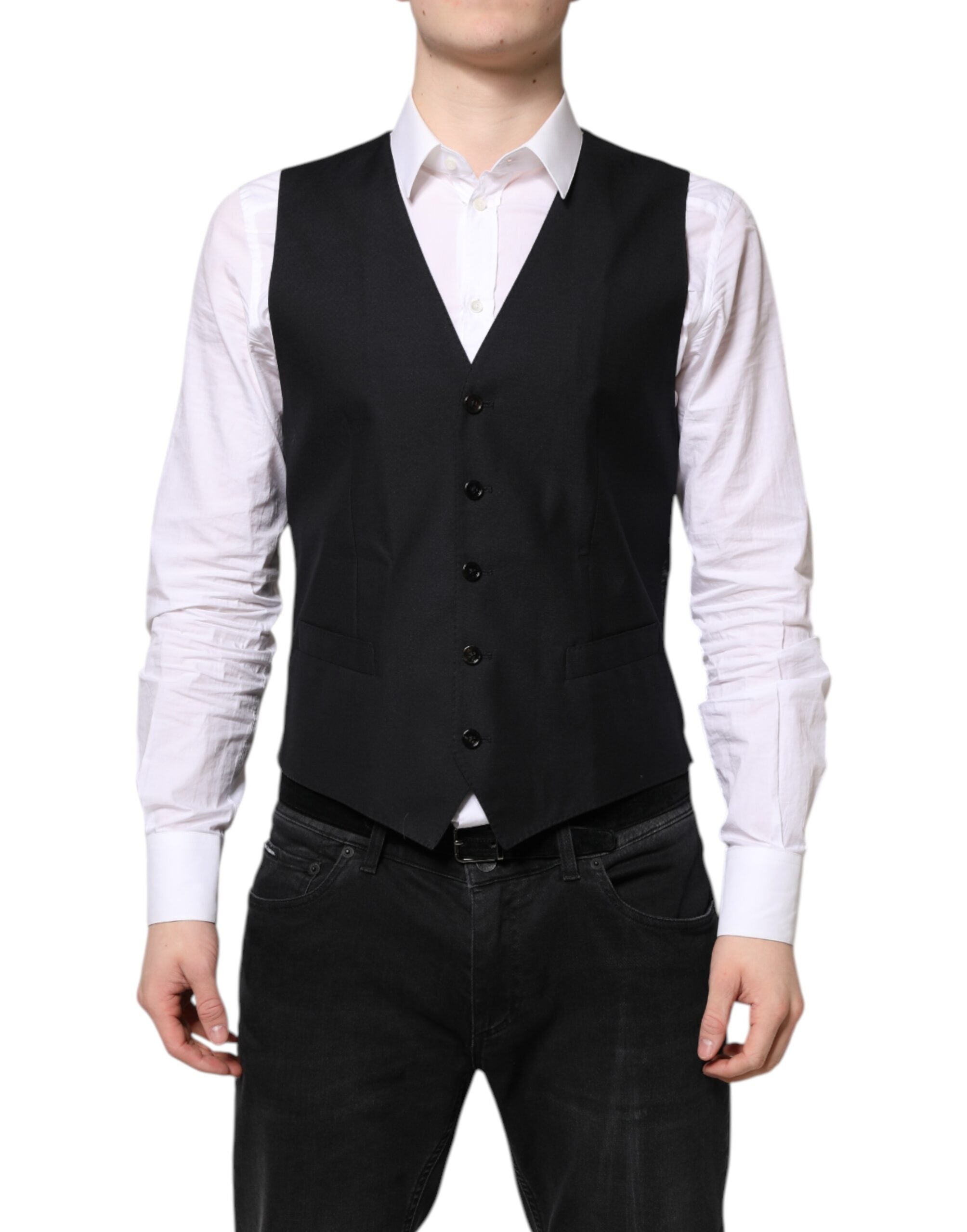 Virgin Wool and Silk Vest — Black