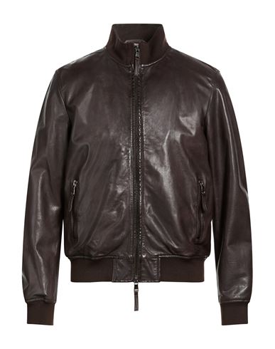 Man Jacket Dark brown Size 40 Leather