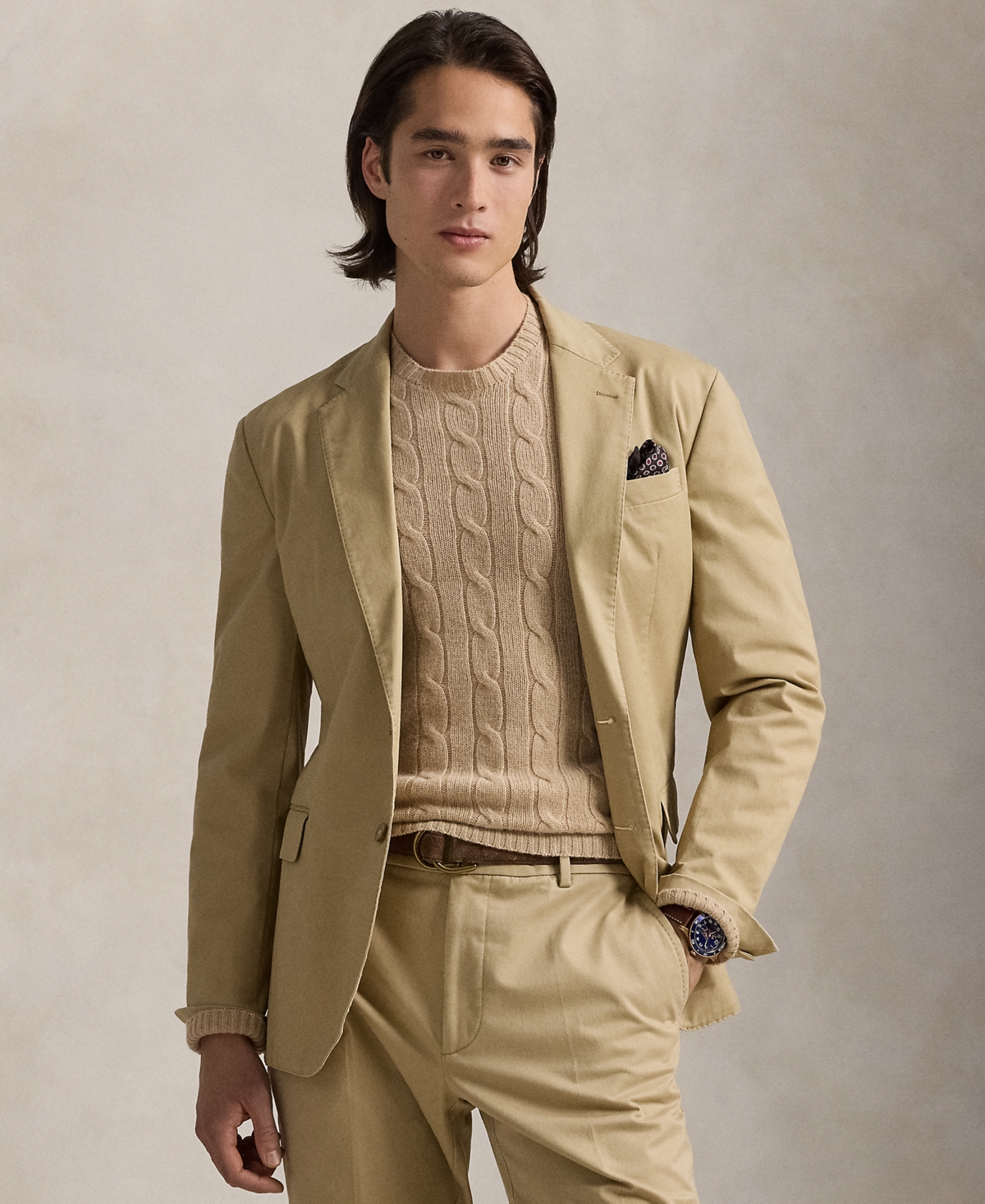 Men's Polo Unconstructed Modern Suit Jacket - Monument Tan