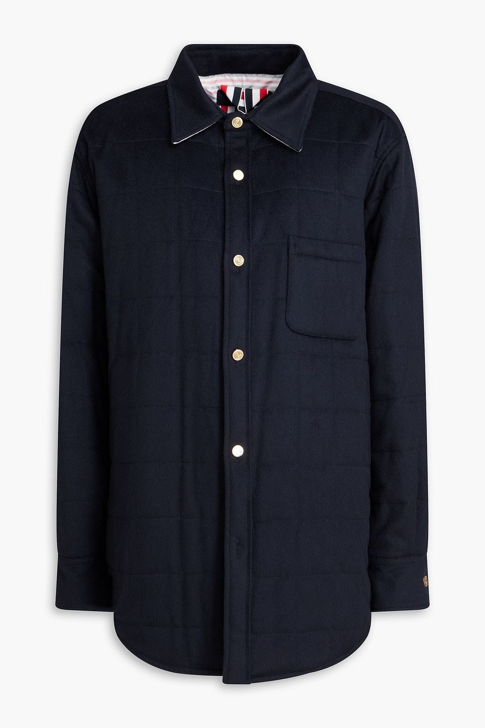 Quilted cashmere-felt down overshirt - Blue - 4