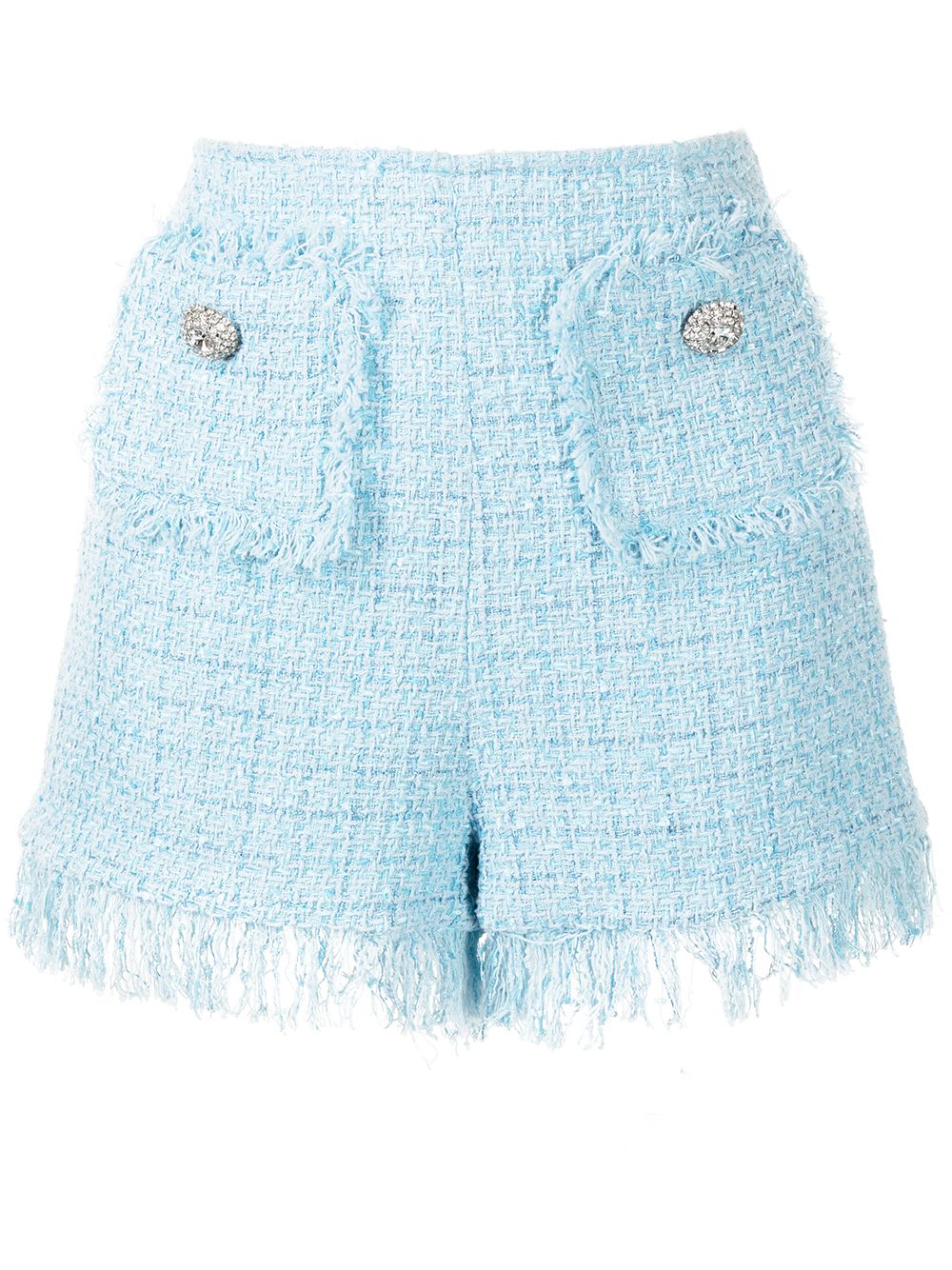 Tweed fringed shorts - Blue